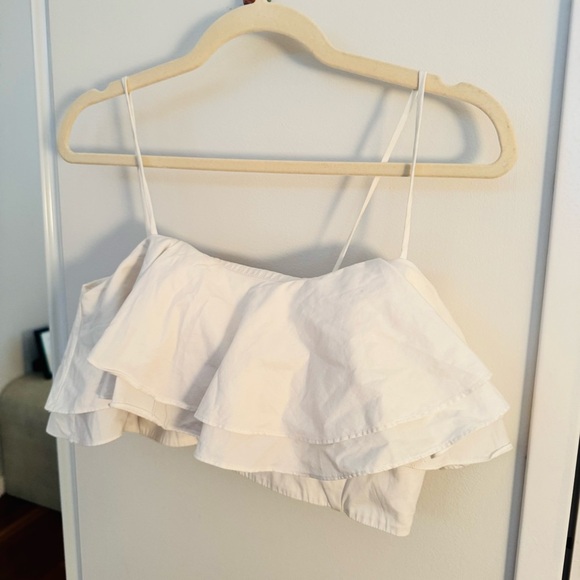 ZARA white cropped flutter top - Picture 4 of 4